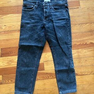 Dark Gray Slim Jeans with Distressed Look and Straight Leg Cut